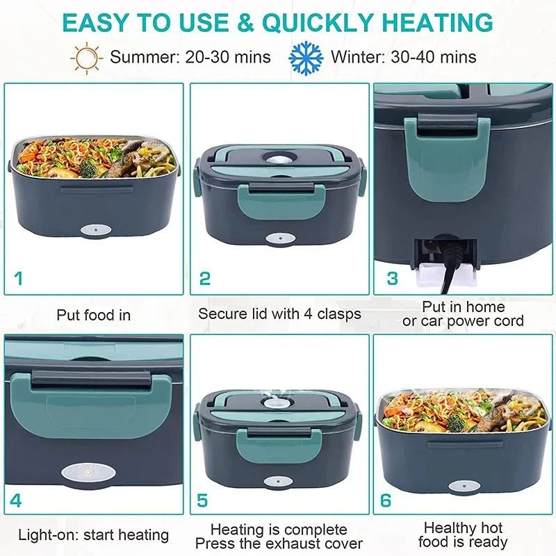 Portable Electric Lunch Box with Heating Function for Car and Home Use