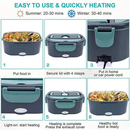 Portable Electric Lunch Box with Heating Function for Car and Home Use