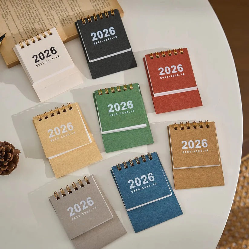 Mini Desktop Calendar 2026 with Standing Display for Office Use