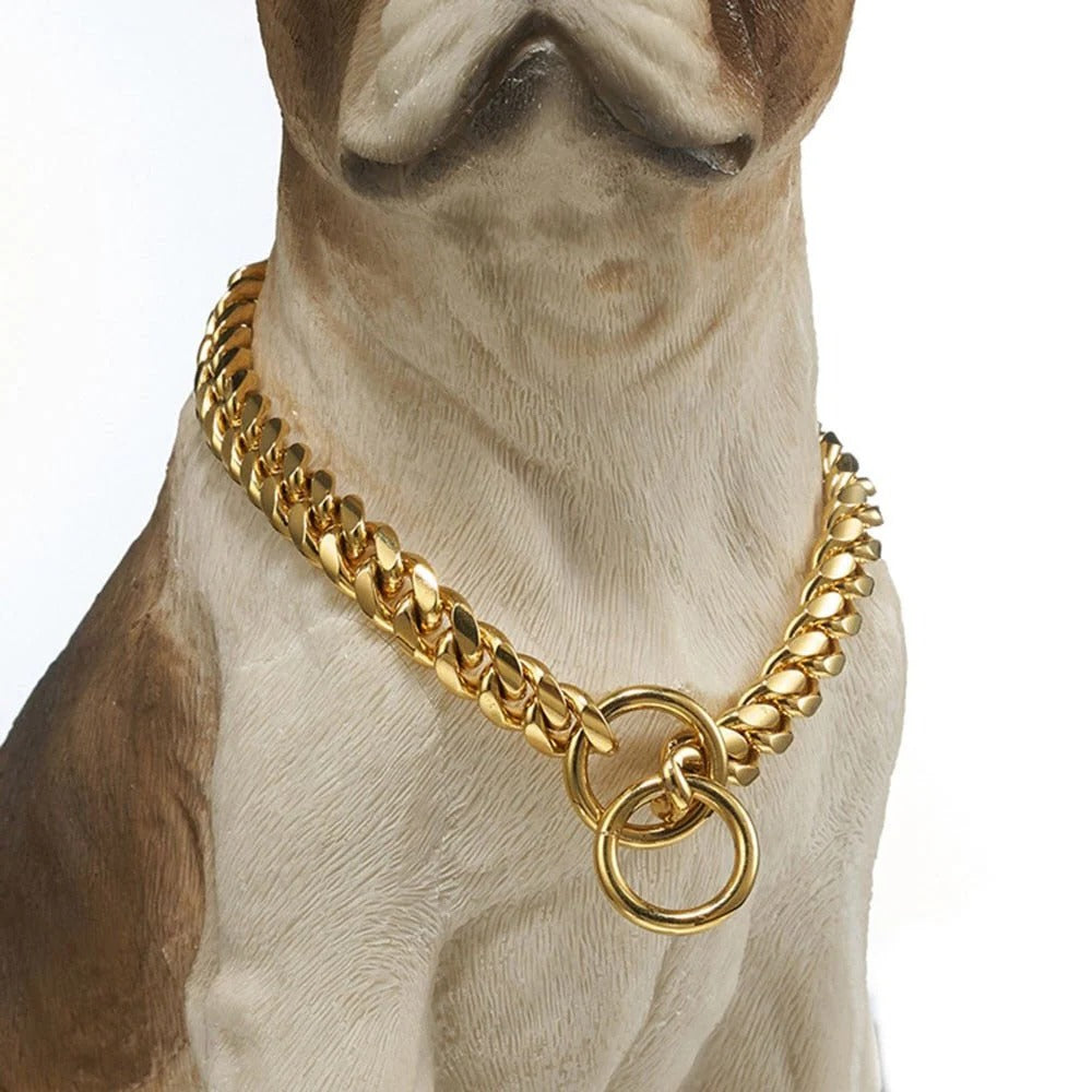Stainless Steel Chain Dog Collar in Multiple Colors