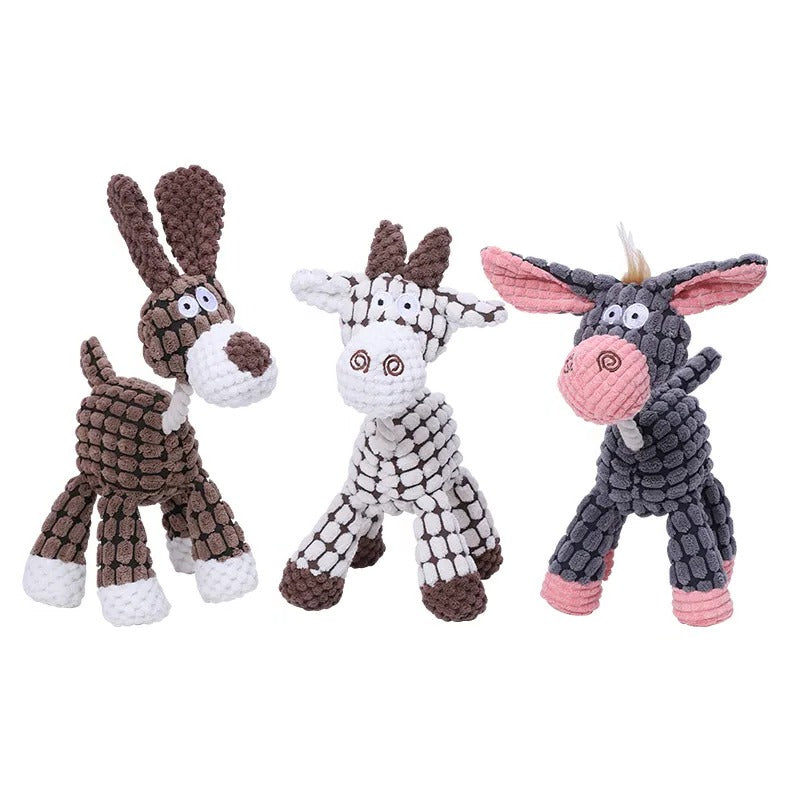 Dog Chew Toy with Layered Plush Fabric and Internal Squeaker, Machine Washable