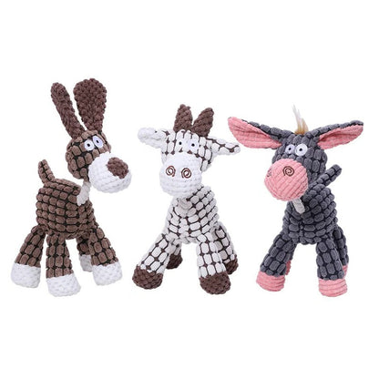 Dog Chew Toy with Layered Plush Fabric and Internal Squeaker, Machine Washable