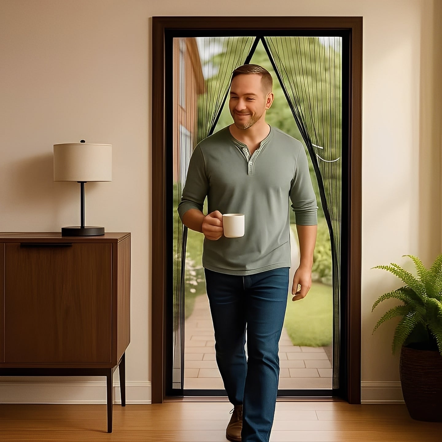 Mesh Door Screen with Magnetic Closure