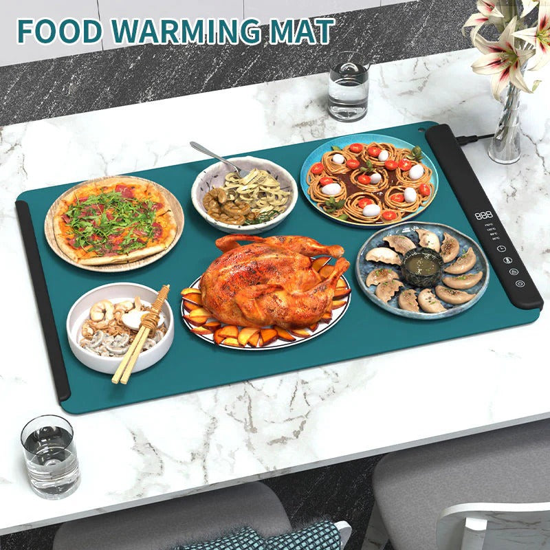 Foldable Electric Food Warming Mat with Temperature Control, and Auto Shutoff