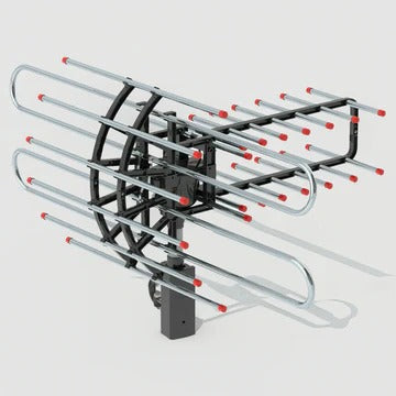 Outdoor TV Antenna for UHF, VHF and FM with a Built In Amplifier, Motorized 360 Degree Rotation and a Remote