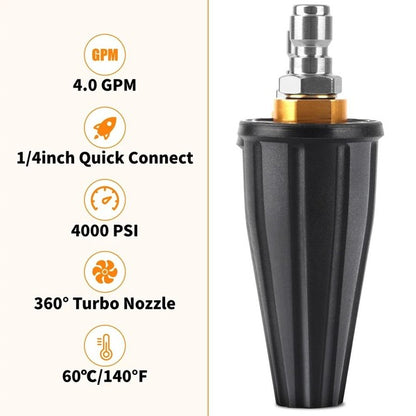 Rotating Turbo Nozzle for Power Washer with Spray Tip