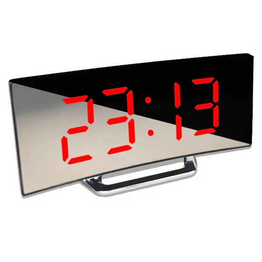 Curved LED Digital Alarm Clock with Adjustable Brightness
