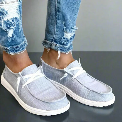Stretch Canvas Loafers with Wide Fit and Cushioned Insole for Women