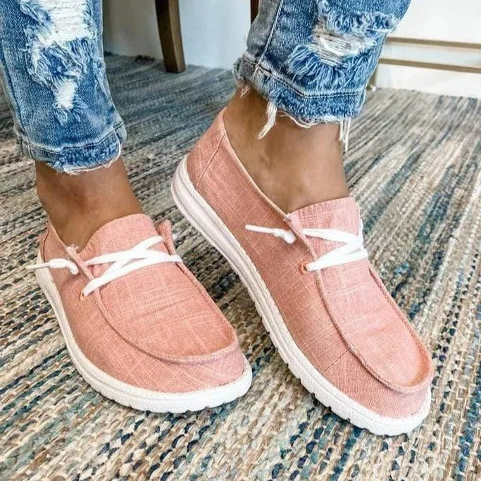 Stretch Canvas Loafers with Wide Fit and Cushioned Insole for Women
