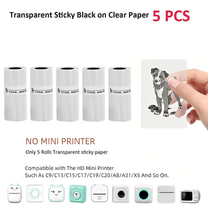 Inkless Thermal Sticker Printer with Bluetooth, Portable Photo Printer