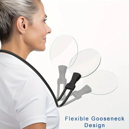 Ergonomic Hands-Free Magnifying Glass with 5X Magnification and Adjustable Neck Strap