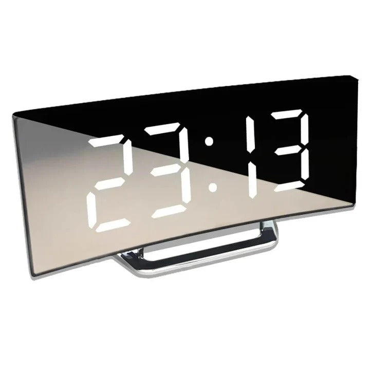 Curved LED Digital Alarm Clock with Adjustable Brightness