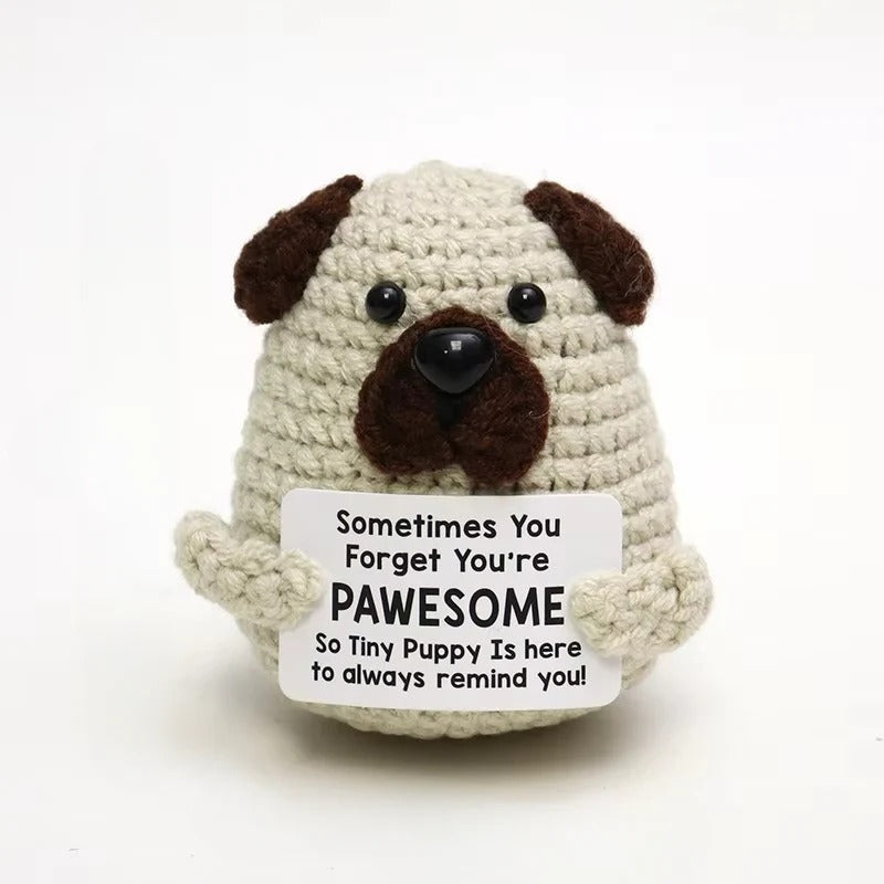 Crochet Hedgehog Stuffed Toy with Affirmation Card for Gift and Home Display