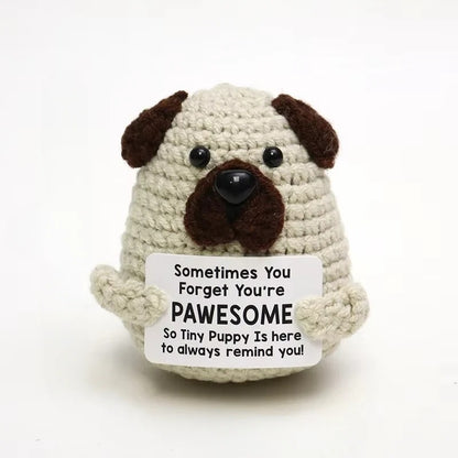 Crochet Hedgehog Stuffed Toy with Affirmation Card for Gift and Home Display