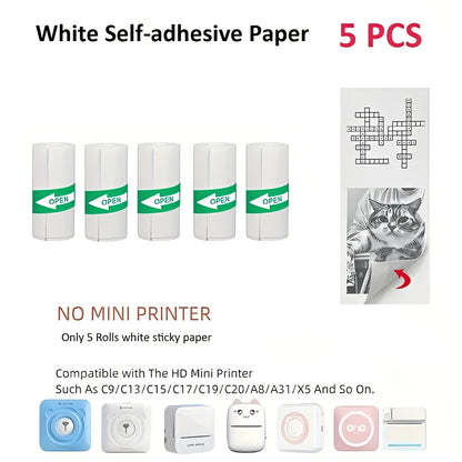 Inkless Thermal Sticker Printer with Bluetooth, Portable Photo Printer