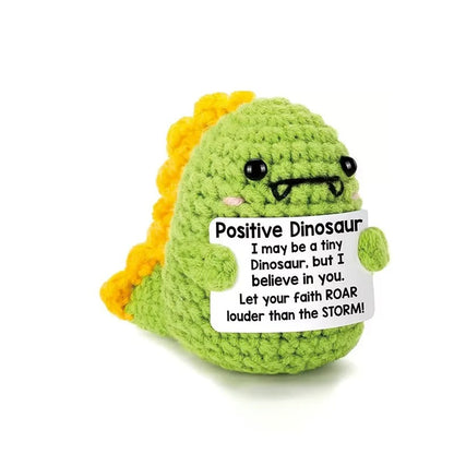 Crochet Hedgehog Stuffed Toy with Affirmation Card for Gift and Home Display