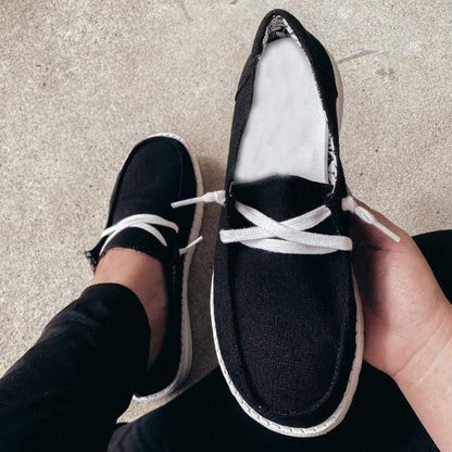 Stretch Canvas Loafers with Wide Fit and Cushioned Insole for Women