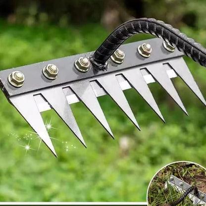 Durable Iron Weeding Rake for Lawn and Garden Maintenance