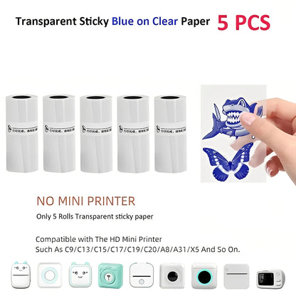 Inkless Thermal Sticker Printer with Bluetooth, Portable Photo Printer