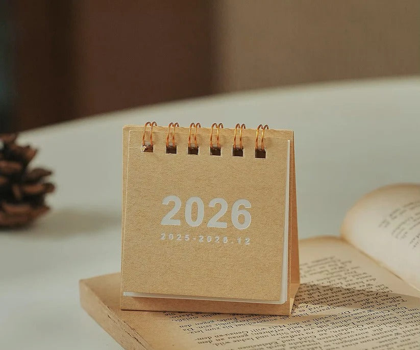 Mini Desktop Calendar 2026 with Standing Display for Office Use