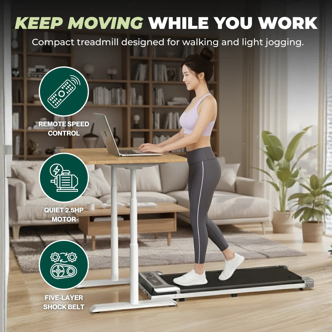 Compact Walking Treadmill for Under Desk Use with LED Screen and Remote