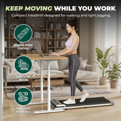 Compact Walking Treadmill for Under Desk Use with LED Screen and Remote