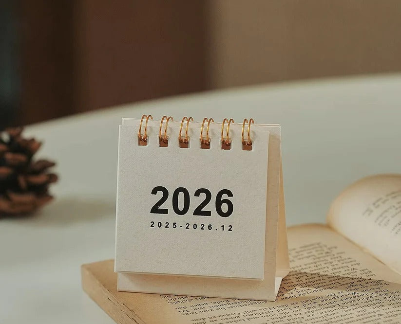 Mini Desktop Calendar 2026 with Standing Display for Office Use