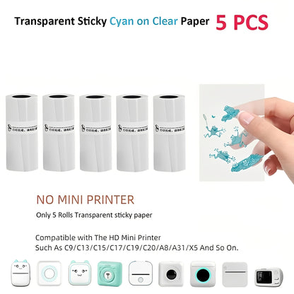 Inkless Thermal Sticker Printer with Bluetooth, Portable Photo Printer