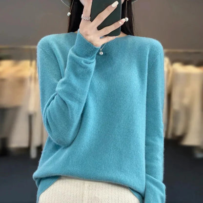 Cashmere Crewneck Pullover Sweater for Women