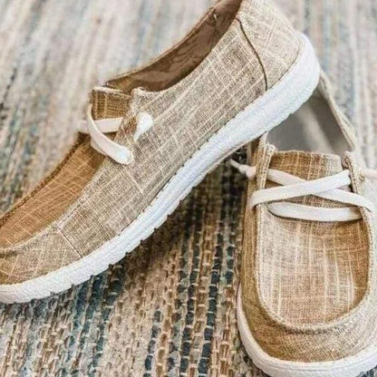 Stretch Canvas Loafers with Wide Fit and Cushioned Insole for Women