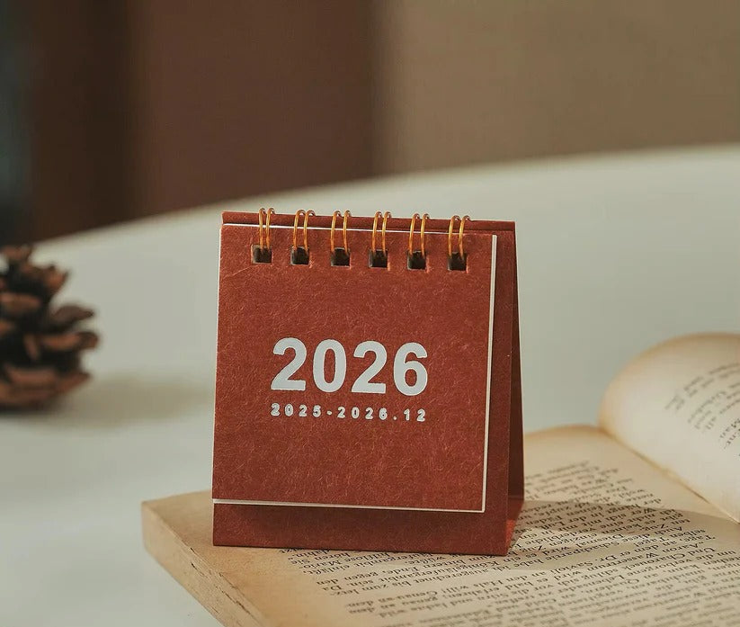 Mini Desktop Calendar 2026 with Standing Display for Office Use