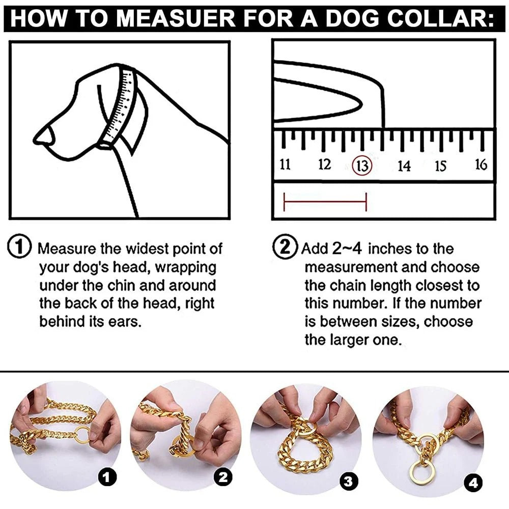 Stainless Steel Chain Dog Collar in Multiple Colors