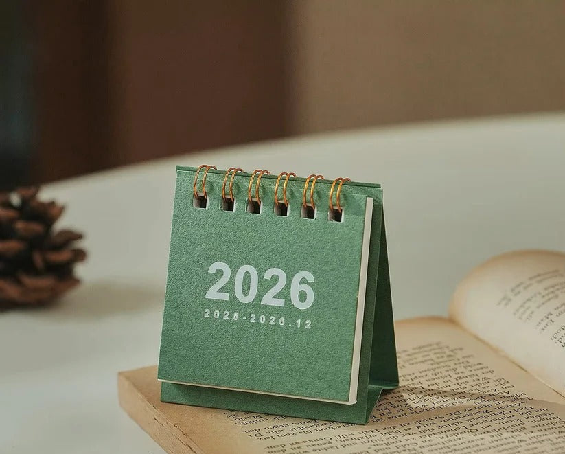 Mini Desktop Calendar 2026 with Standing Display for Office Use