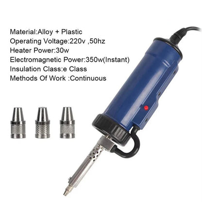 Electric Desoldering Pump with 3 Interchangeable Suction Nozzles