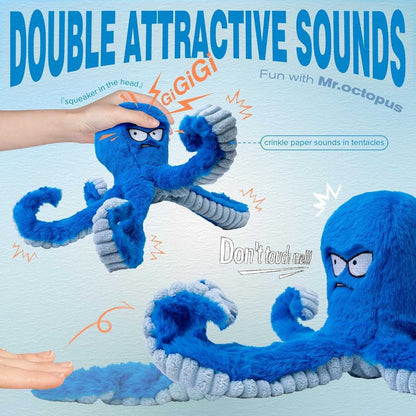 Stuffed Octopus Dog Toy with Squeaker and Crinkle Material for Chewing