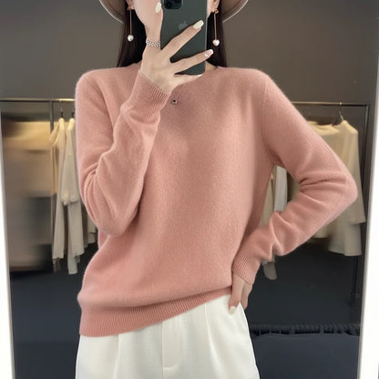 Cashmere Crewneck Pullover Sweater for Women