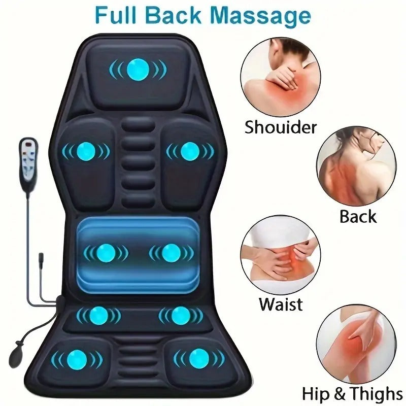 Heated Back Massager Cushion with Vibration and Lumbar Support