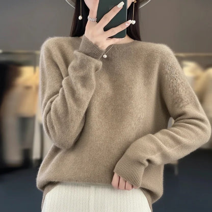 Cashmere Crewneck Pullover Sweater for Women