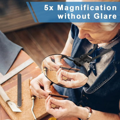 Ergonomic Hands-Free Magnifying Glass with 5X Magnification and Adjustable Neck Strap