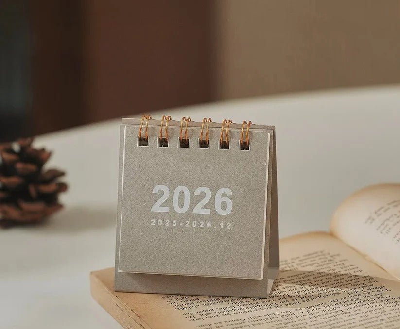 Mini Desktop Calendar 2026 with Standing Display for Office Use