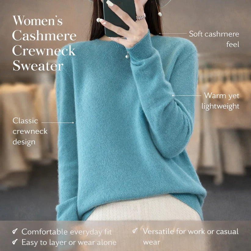 Cashmere Crewneck Pullover Sweater for Women