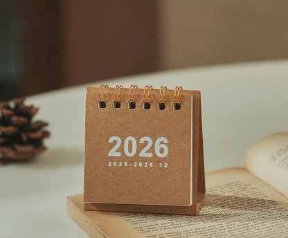 Mini Desktop Calendar 2026 with Standing Display for Office Use