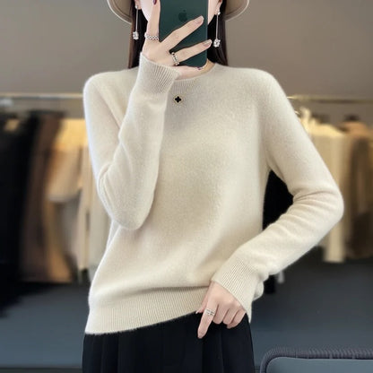 Cashmere Crewneck Pullover Sweater for Women