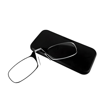 Clip On Nose Reading Glasses with Retractable Case