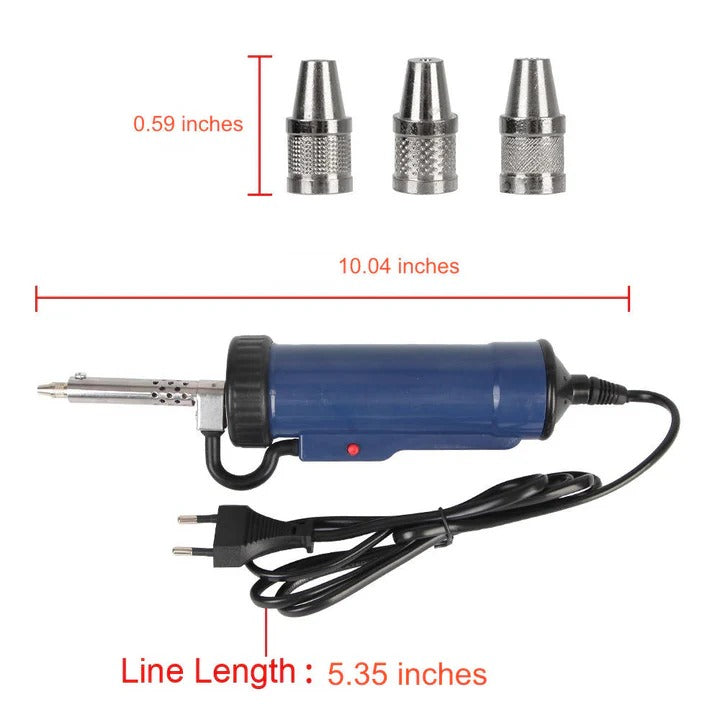 Electric Desoldering Pump with 3 Interchangeable Suction Nozzles