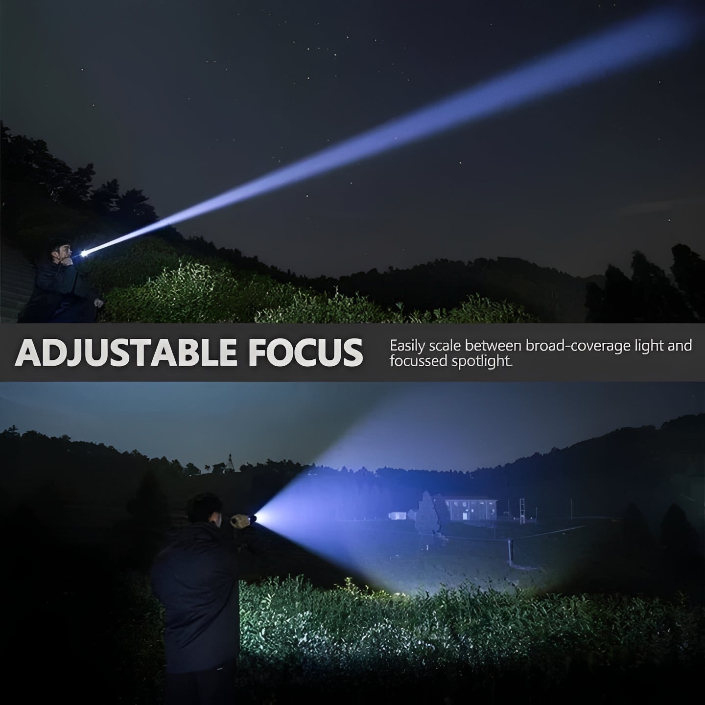 Rechargeable Flashlight with Adjustable Zoom Beam