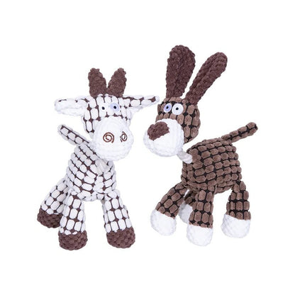 Dog Chew Toy with Layered Plush Fabric and Internal Squeaker, Machine Washable