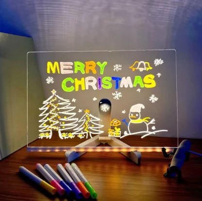 LED Acrylic Message Board with USB Power, Erasable Drawing Surface