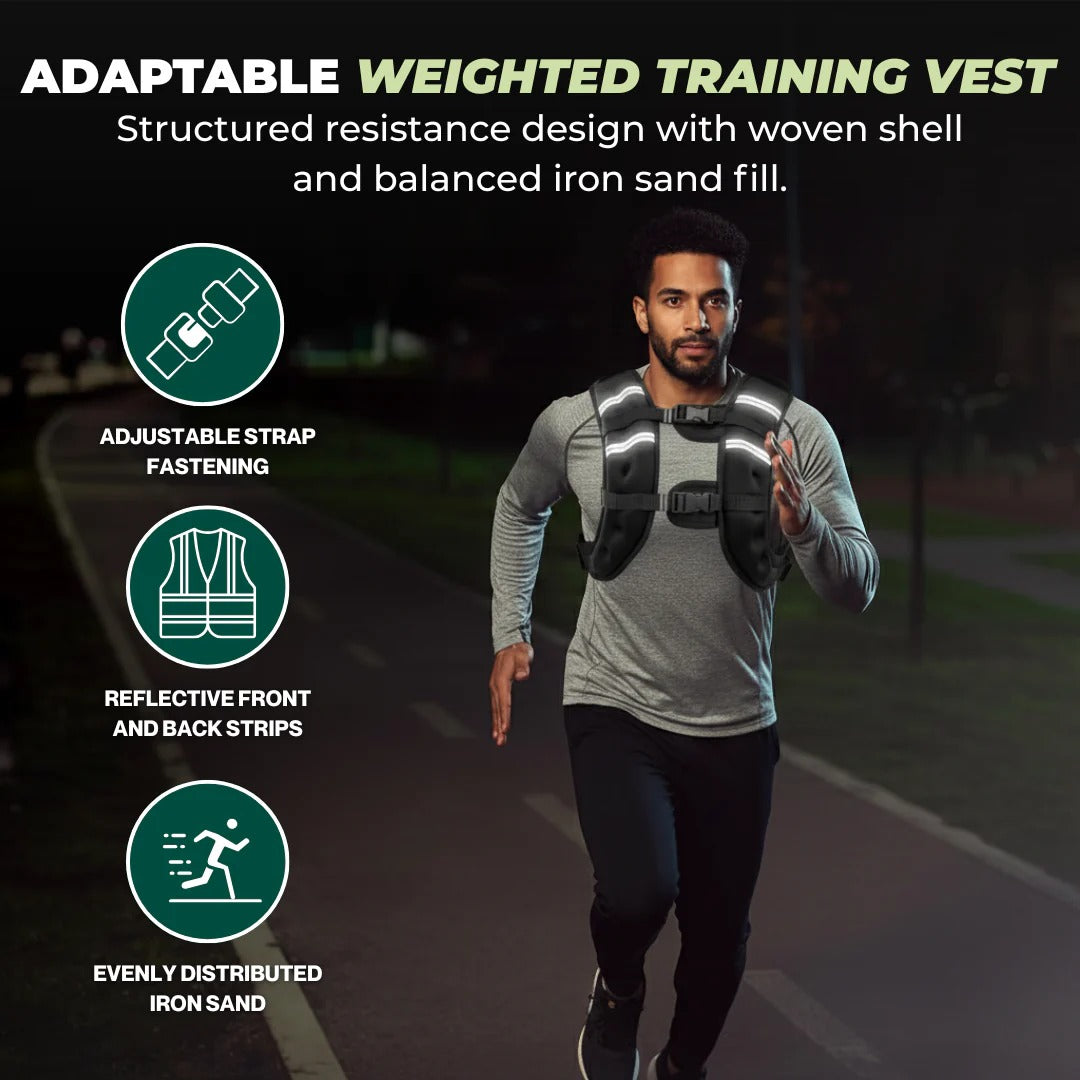 Reflective Adjustable Weight Training Vest for Fitness and Endurance Workouts