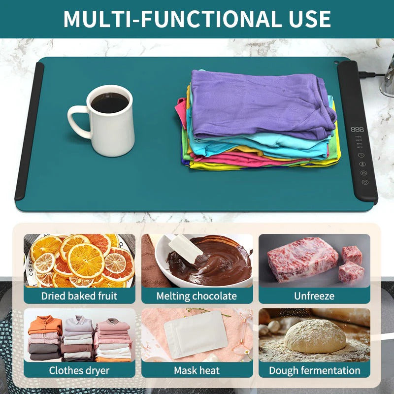 Foldable Electric Food Warming Mat with Temperature Control, and Auto Shutoff